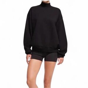 SKIMS *NWT COTTON FLEECE
MOCK NECK PULLOVER | COLOR: ONYX | SIZE: L